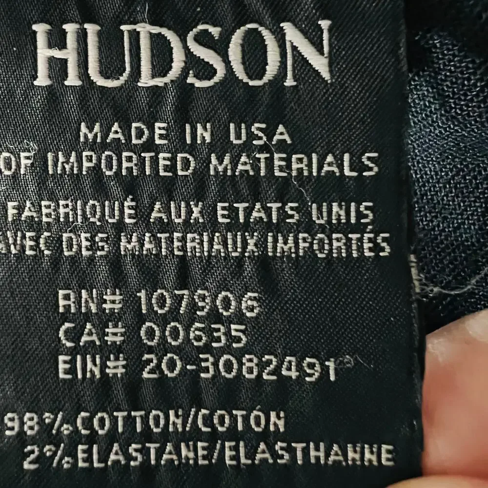 Hudson Jeans Riley Crop Straight Jeans 26 Black Stud Stars Grommet Stretch Denim